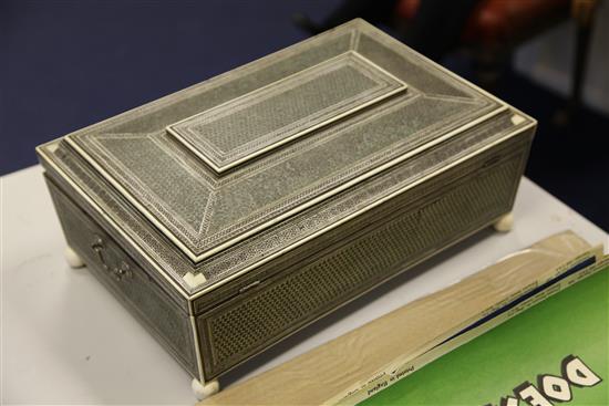 A 19th century Anglo Indian ivory and sadeli work box, 17in.